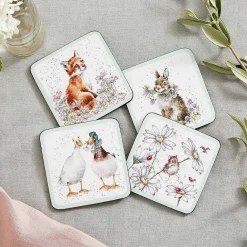 'Wildflowers' Animals Set Of Four Coasters><noscript><img width=
