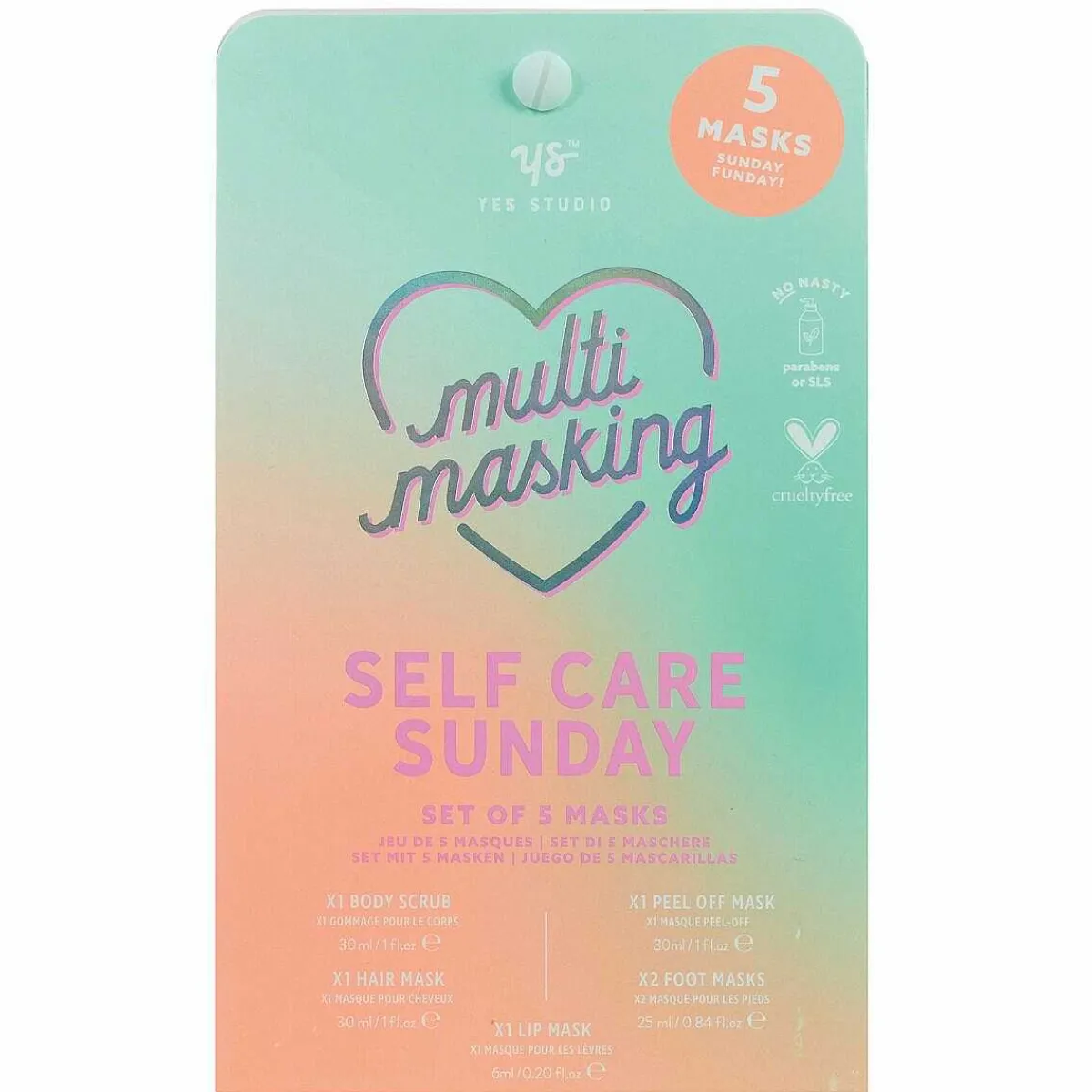 'self Care Sunday' Multi-Masking Pack Of 5 Masks>Yes Studio Shop