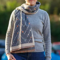 Grey And Cream Cosmic Zig Zag Scarf><noscript><img width=